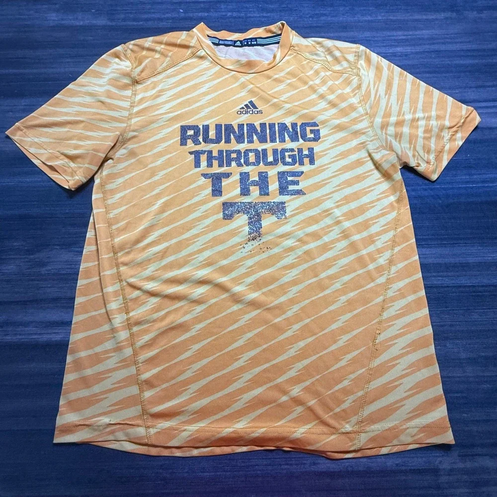 Adidas Running Through The T Shirt Athletic Activewear Orange UT